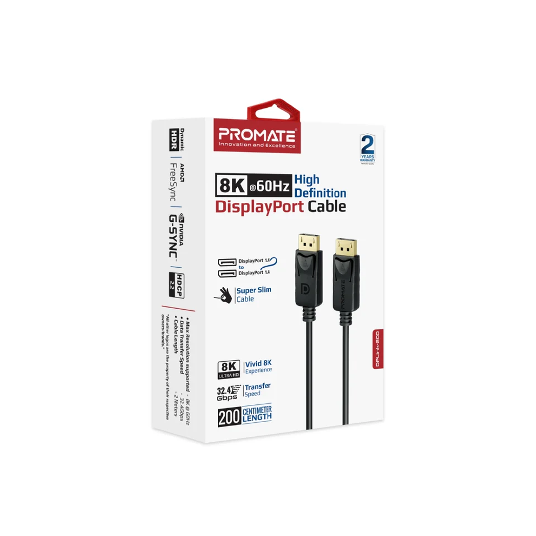 Promate 8K 60HZ Display Port Cable with 12 Meter in Qatar Promate 8K 60HZ Display Port Cable with 12 Meter in Qatar